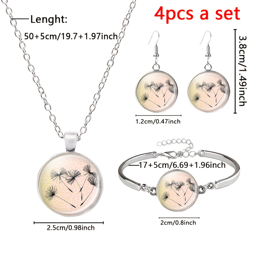4pc Natural Style White Jewelry Set, Necklace, Bracelet & Earrings